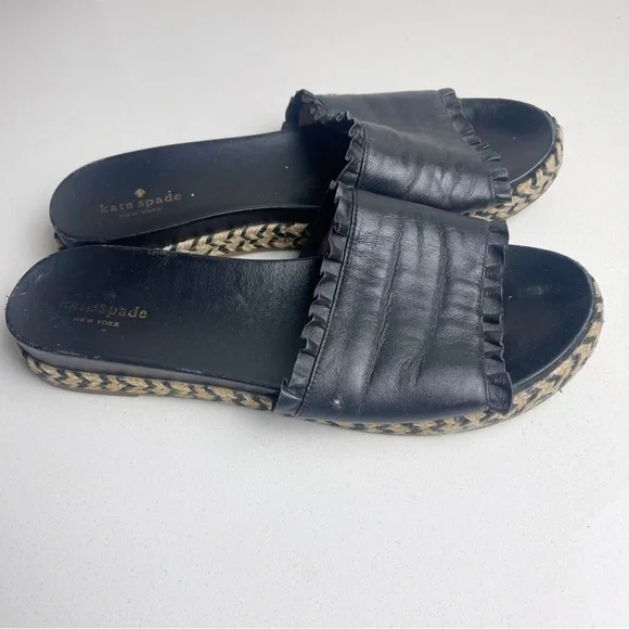 Kate Spade Black Espadrille Slide Sandals - Picture 4 of 8